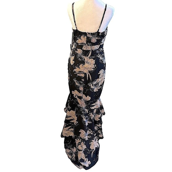 Lulus Darling Daylily Black Floral Print High-Low Maxi Mermaid Dress size S - Picture 3 of 12